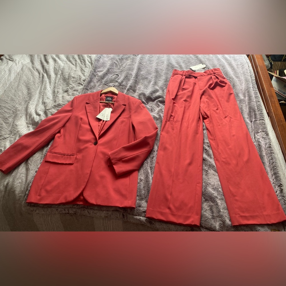Zara Women's Red/Brick Blazer + pants in Size M